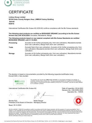 BIO SUISSE ORGANIC Certificate