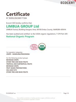 USDA Organic / NOP Certificate